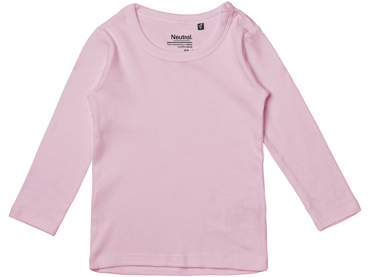 Neutral Bio-Baby-Langarmshirt mit Metalldruckknopf an der Schulter, light pink, Gr. 74