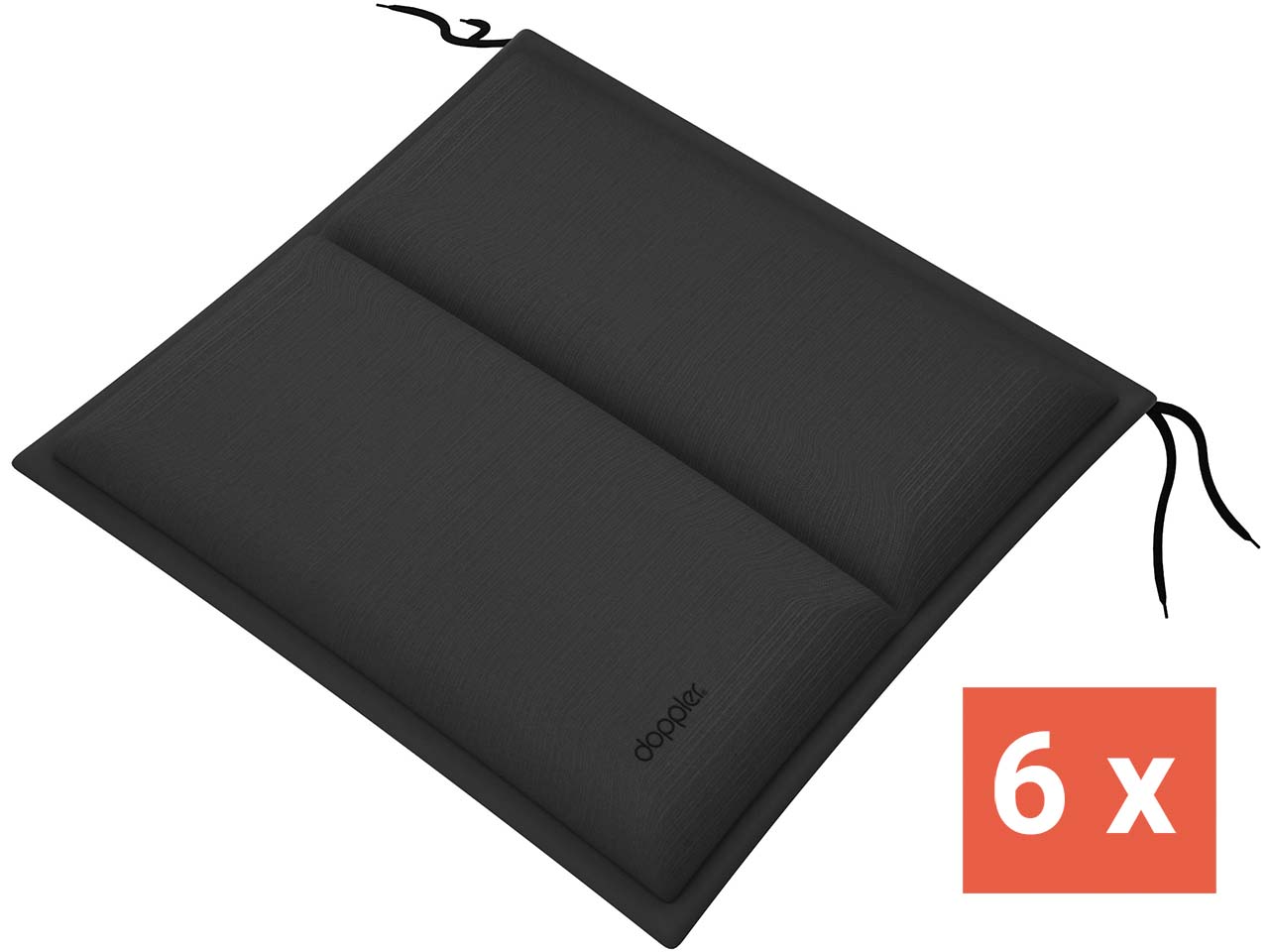 doppler Sitzkissen "CITY" mit Längssteppung, 6er-Pack, 48x48x6 cm, Polyester, anthrazit