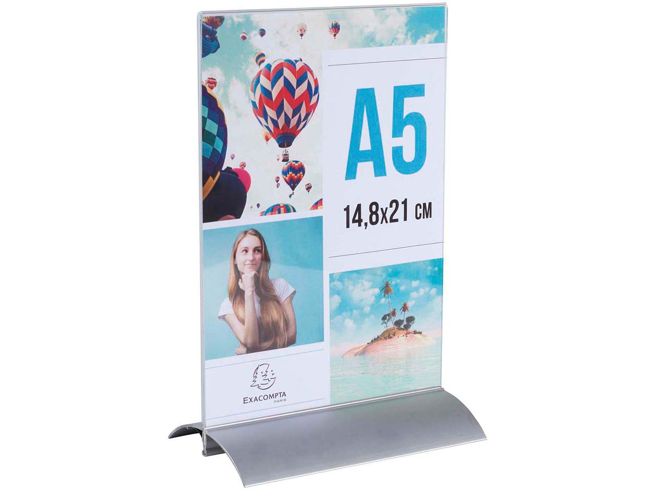 Exacompta Tischaufsteller "Exacryl" mit Aluminiumfuß, DIN A5, vertikal