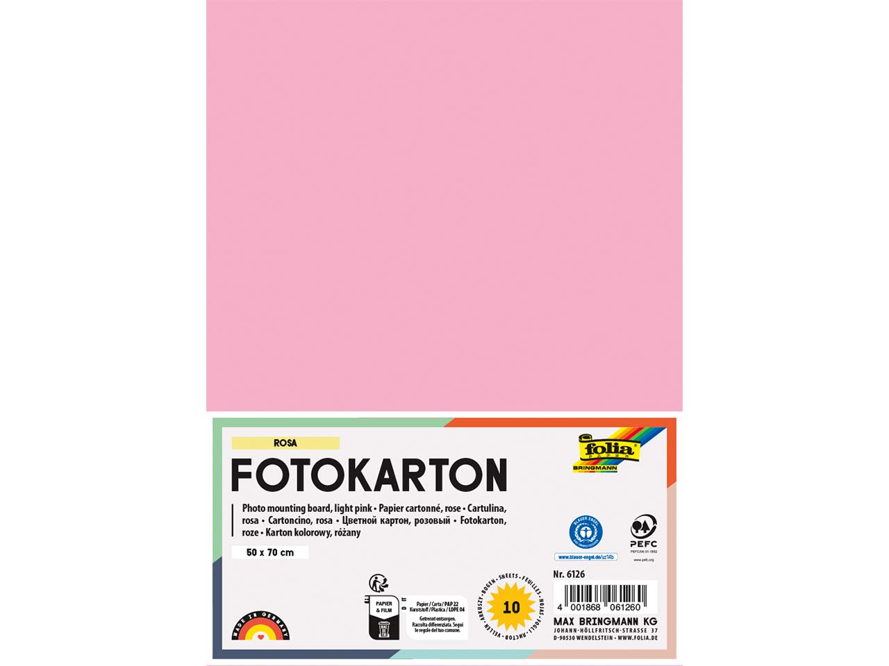 folia Fotokarton, 300 g/m², 50 x 70 cm, 10 Bogen, rosa