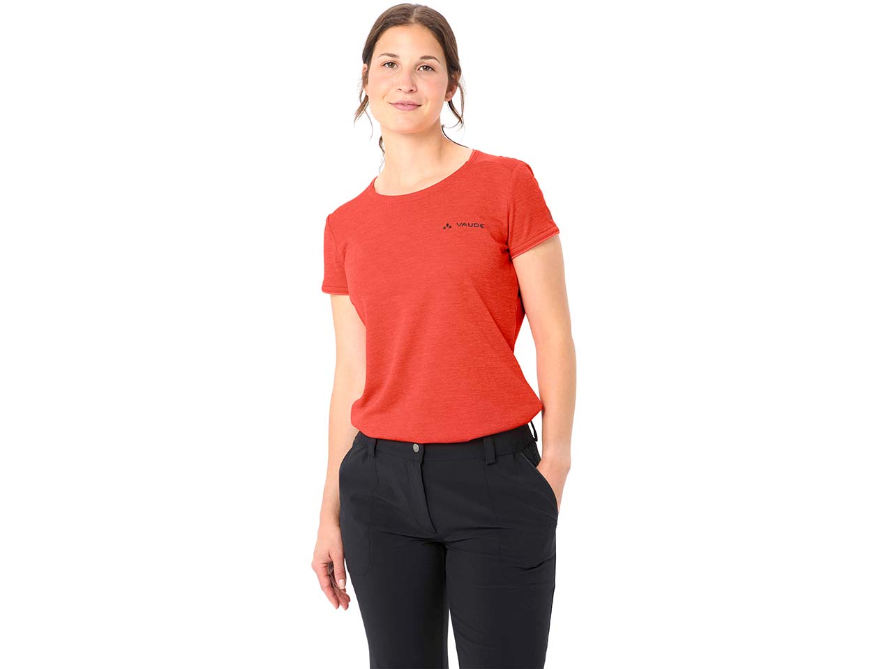 VAUDE Damen-T-Shirt 'Essential' mit Rundhalsausschnitt, glowing red, Gr. 38