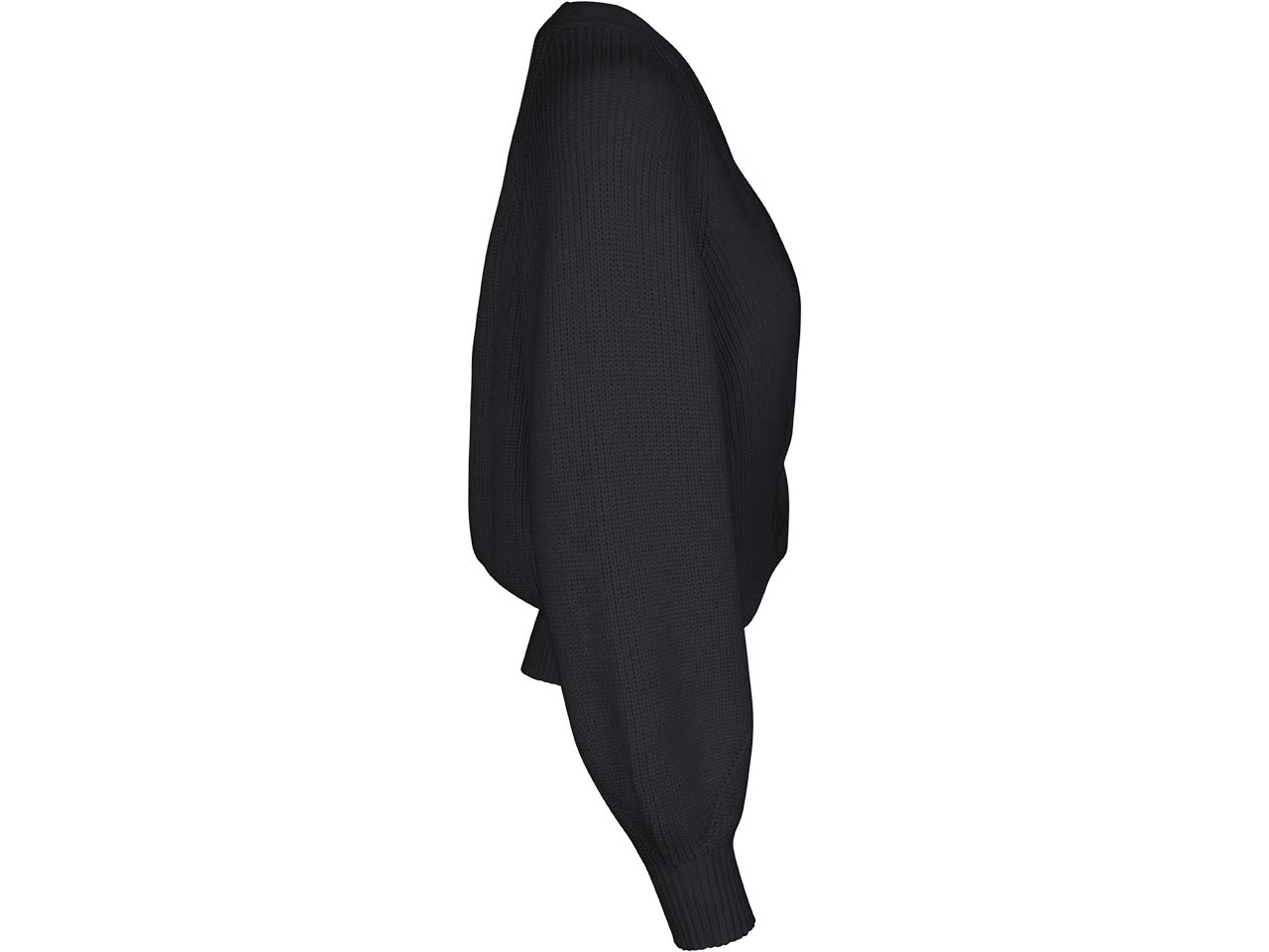 MELA Bio-Damen-Rippstrick-Cardigan 'BHUMA' mit Raglan-Ärmel, schwarz, Gr. S