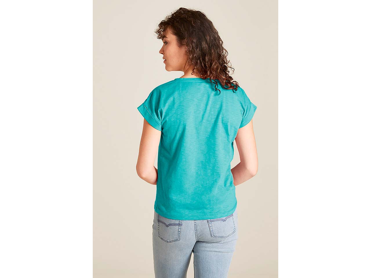 tranquillo Bio-Damen-T-Shirt mit Roll-Up-Ärmel, lake, Gr. S