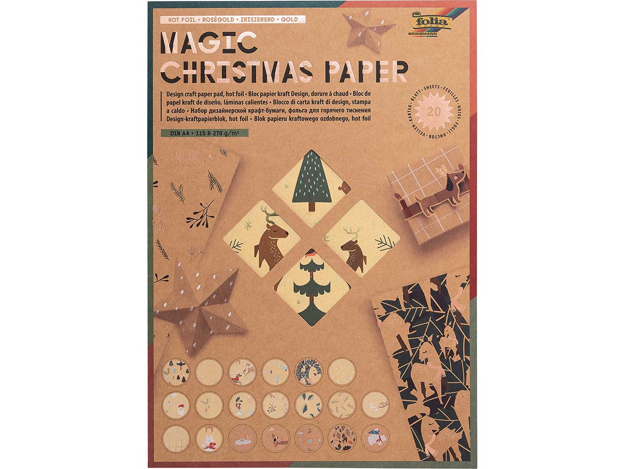 folia Kraftpapier "Magic Christmas Paper", DIN A4, 20 Blatt
