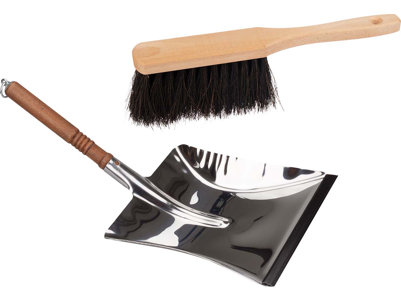 Zimmerhandfeger Rosshaar, inkl. Kehrschaufel mit Gummilippe