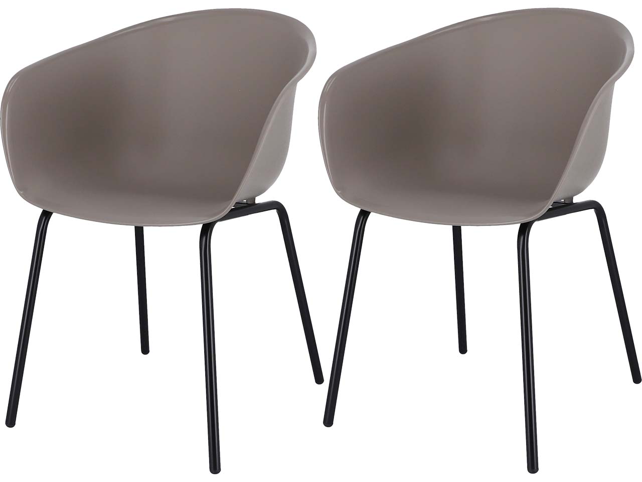 Jan Kurtz 2 Besucherstühle "Mato" Gestell Stahlrohr schwarz, Sitzschale Polypropylen taupe