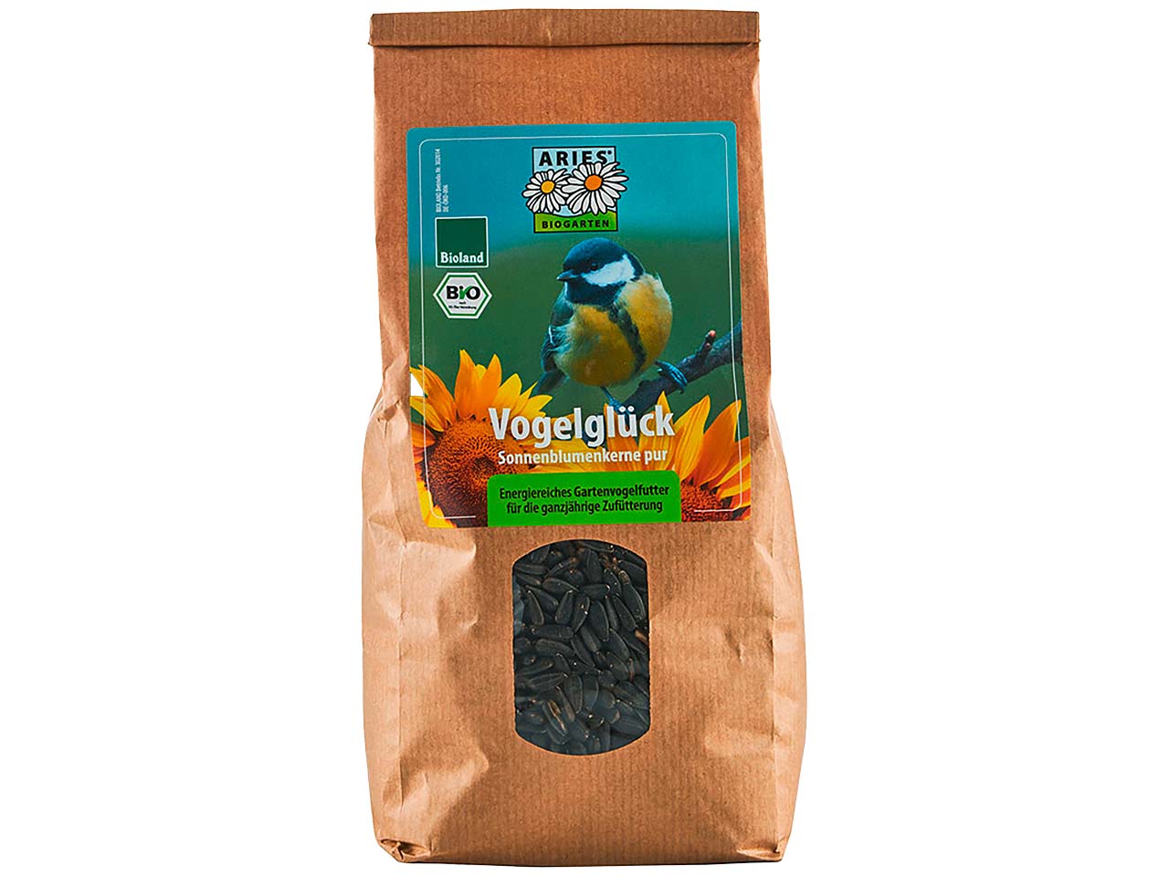 ARIES Bio-Vogelfutter "Vogelglück" Sonnenblumenkerne pur, 500 g