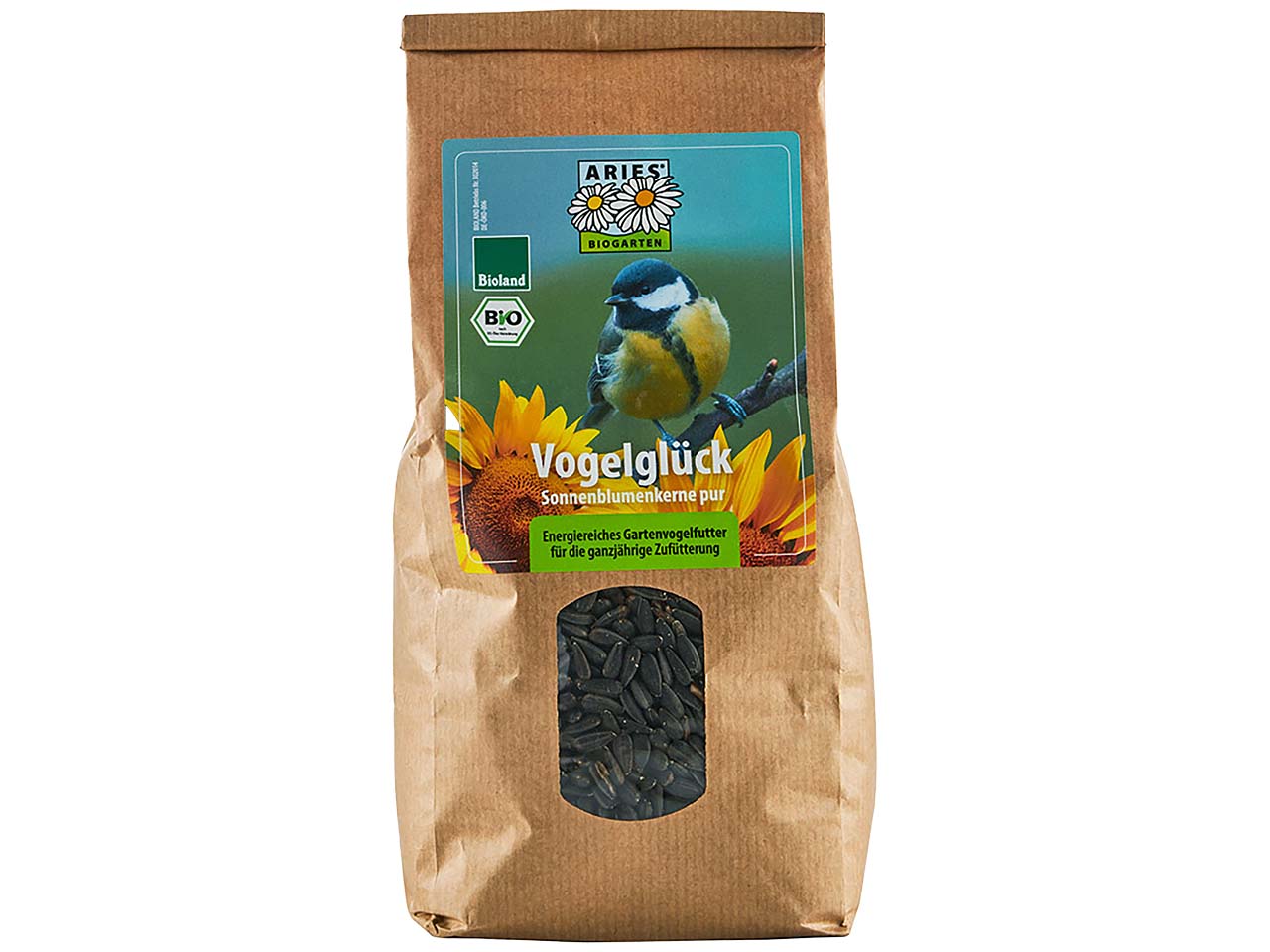 ARIES Bio-Vogelfutter "Vogelglück" Sonnenblumenkerne pur, 500 g