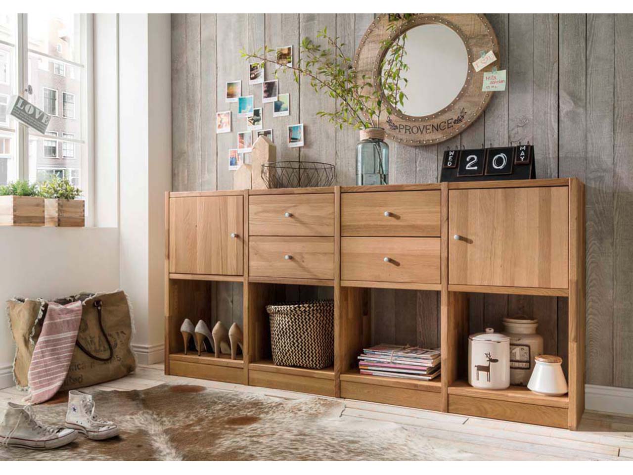 Regal "Grid 6" B 181 x T 34 x H 87 cm, Wildeiche geölt