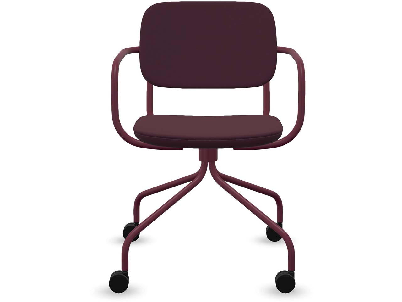 Profim Besucherstuhl "NORMO" mit Sternfußgestell auf Rollen, bordeaux