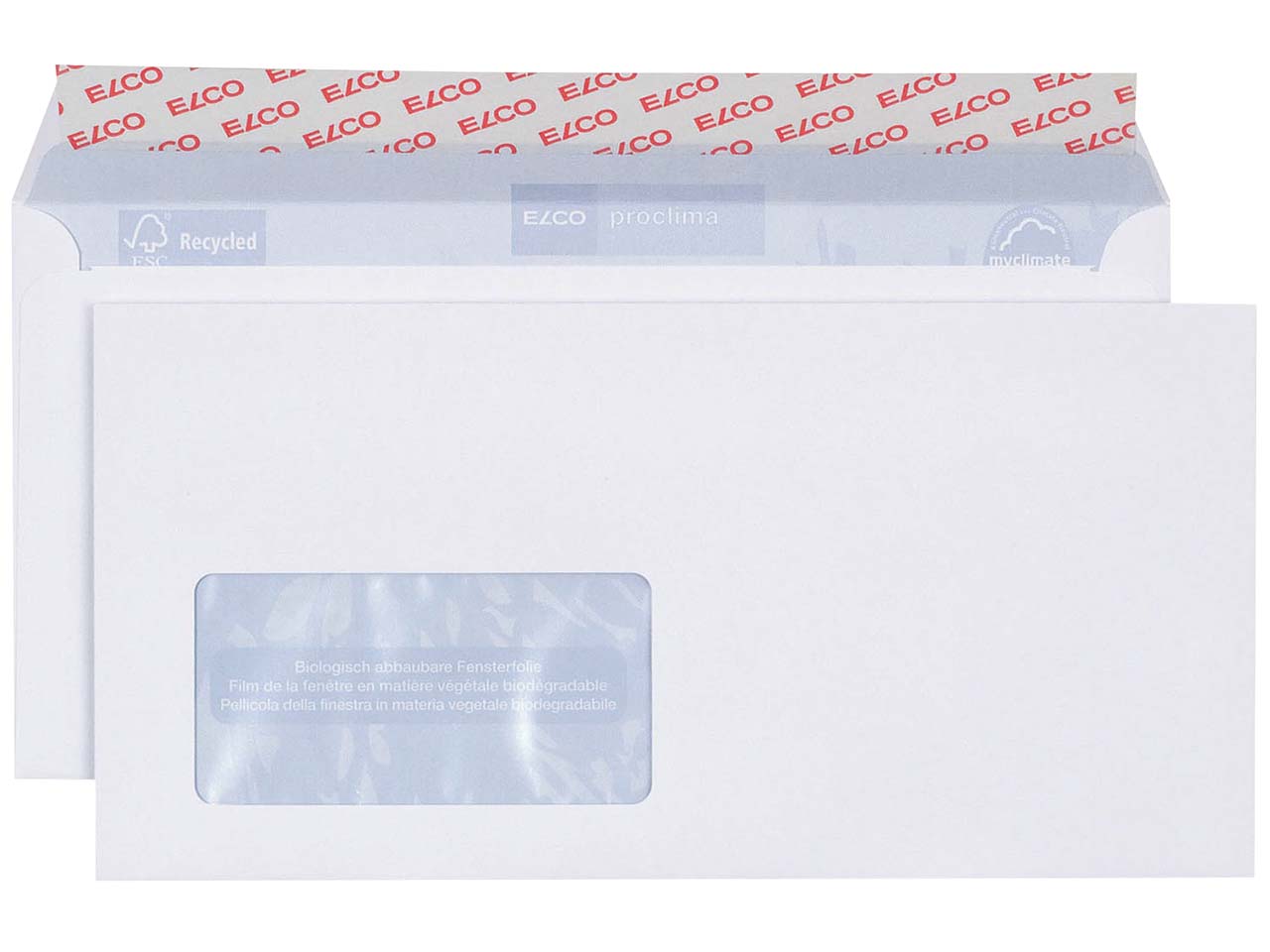 25 Elco Proclima Briefumschläge DIN lang+, mit Haftklebung, mit Fenster