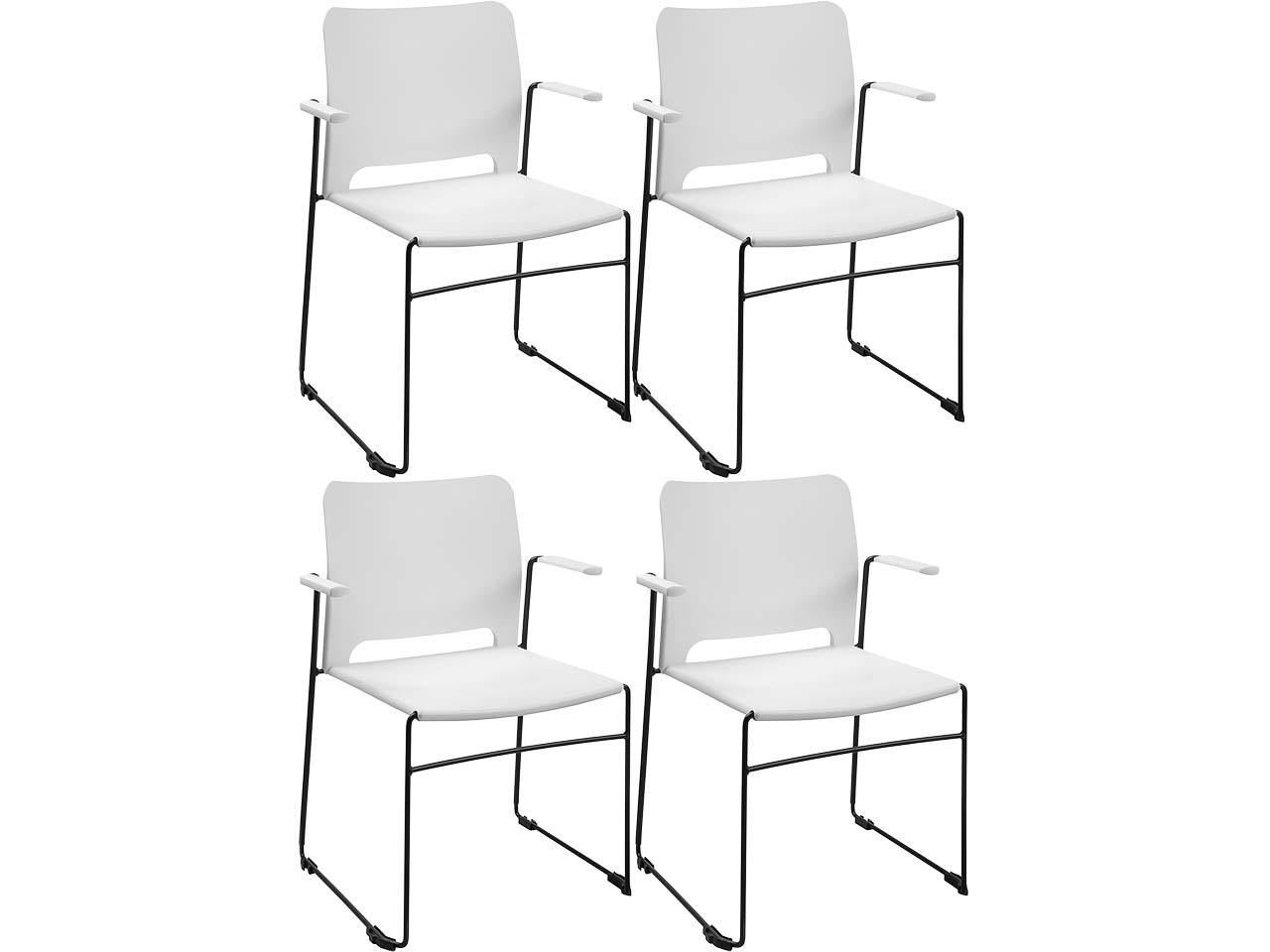 Topstar 4 Besucherstühle "VISIT LINE" mit Armlehnen, weiß