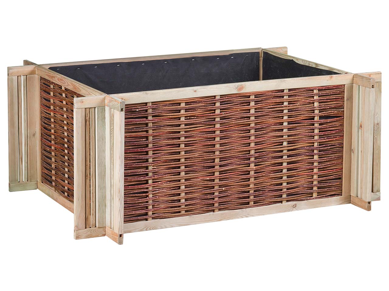 Hochbeet aus Kiefer und Weide, Stecksatz B 120 x T 80 x H 60 cm