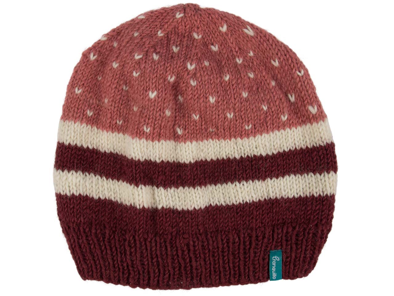 tranquillo Mütze aus Wolle mit Streifen, wine