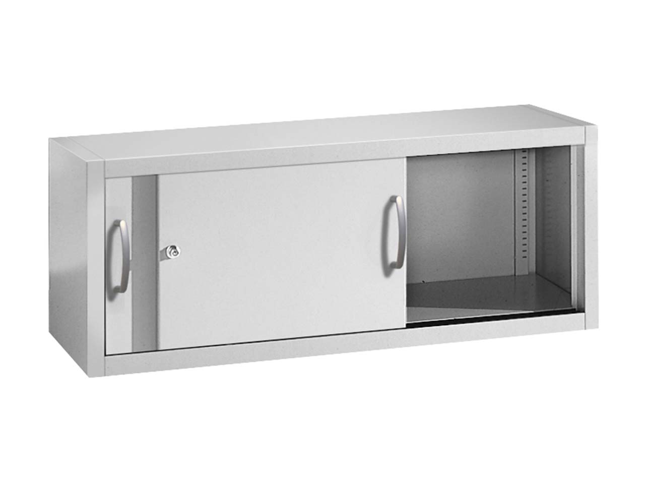 Aufsatzschrank für Schiebetürenschränke aus Stahl 120 cm breit lichtgrau  T 50  H 50