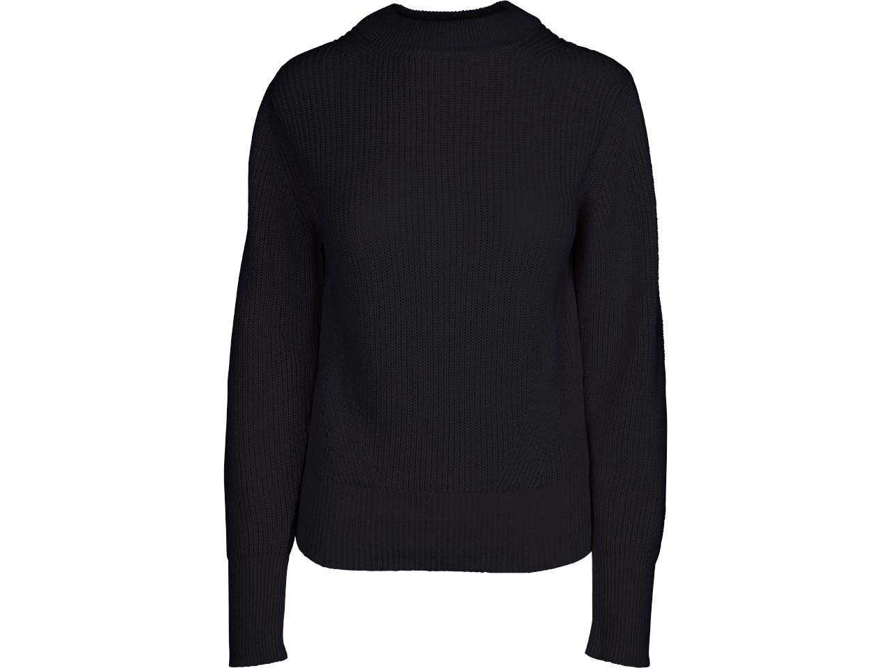 MELA Bio-Damen-Strickpullover "RIYA" mit kurzem Stehkragen, black, Gr. L