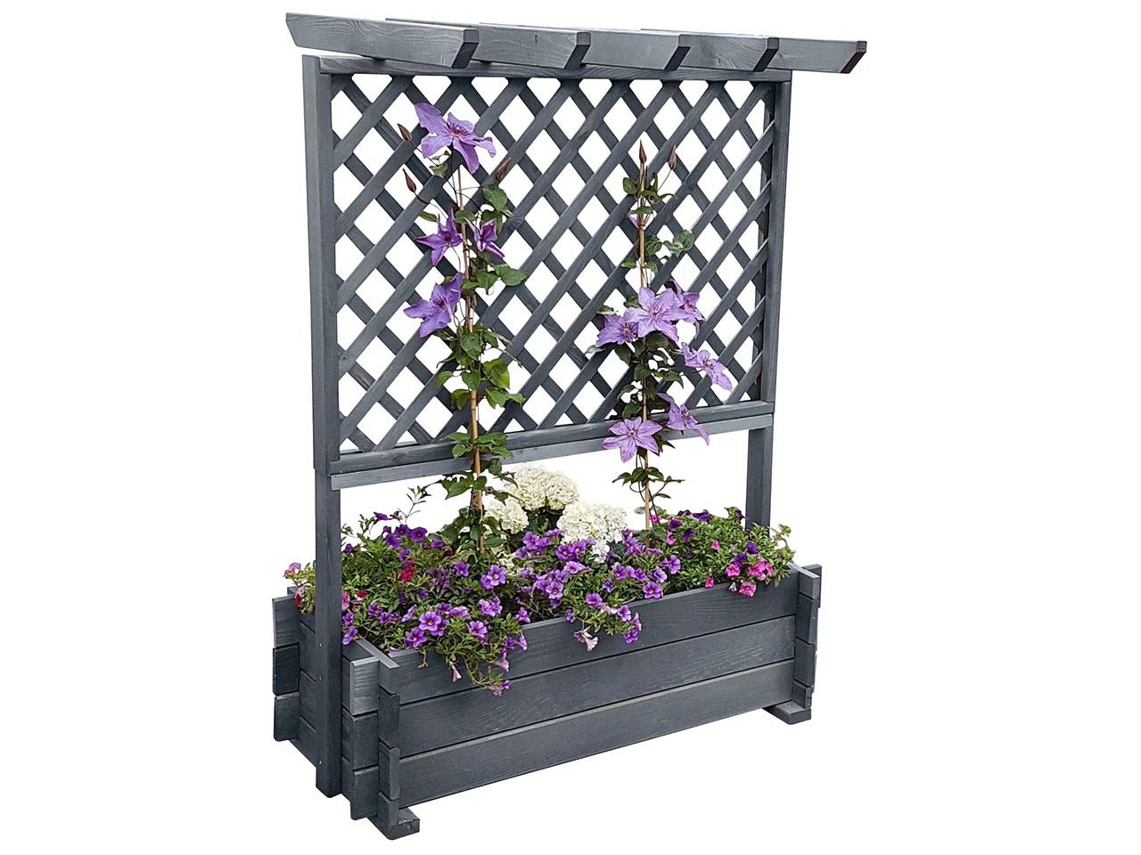 Rankkasten mit Pergola B 112 x T 65 x H 139 cm, grau