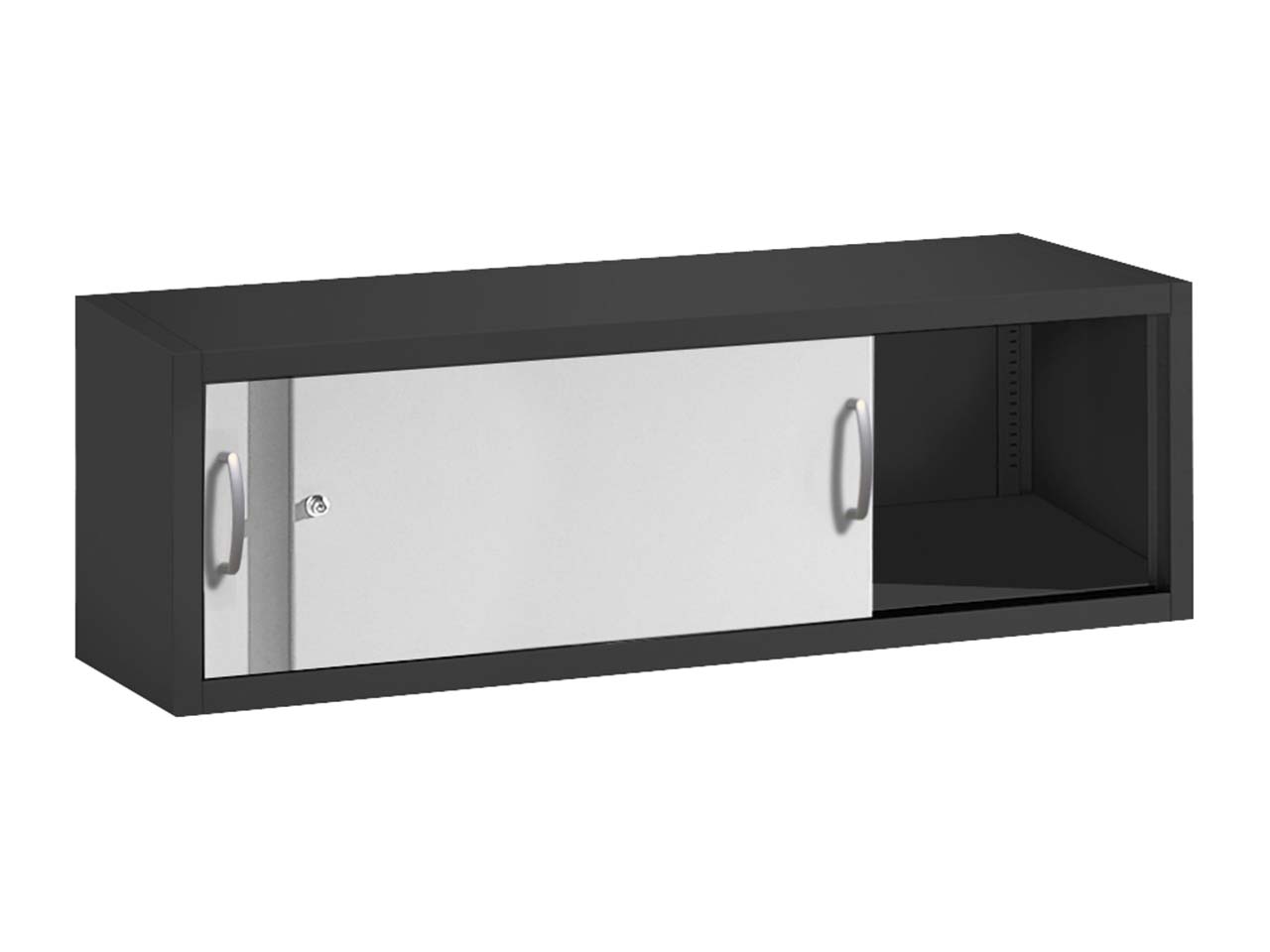 Aufsatzschrank Schiebetürenschränke aus Stahl 160 cm breit anthrazit/alusilber  T 50  H 50