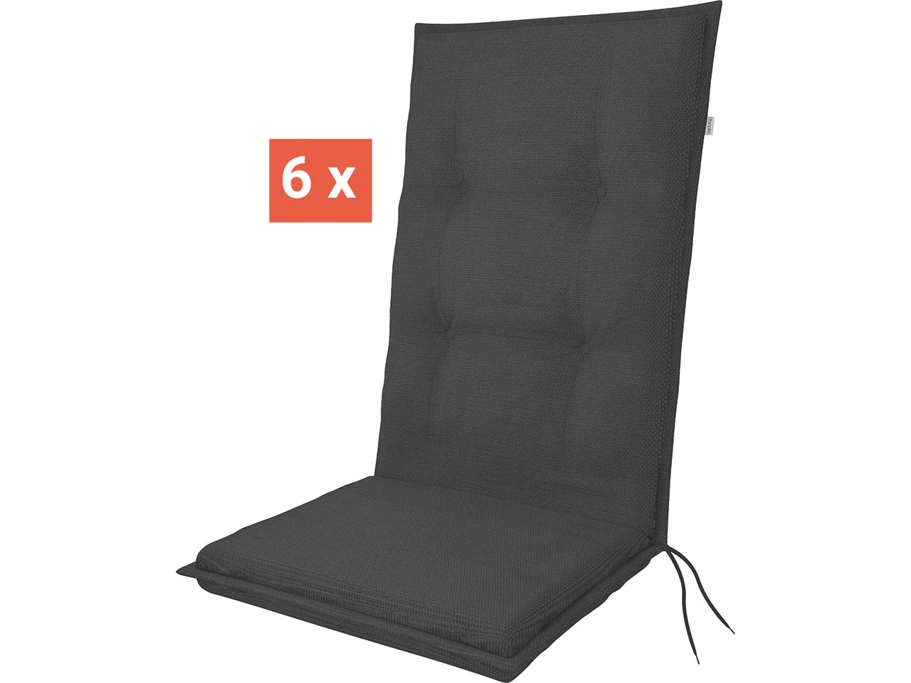 doppler Auflage "STAR" für Hochlehner, 6er-Pack, 119x48x6 cm, Polyester, anthrazit