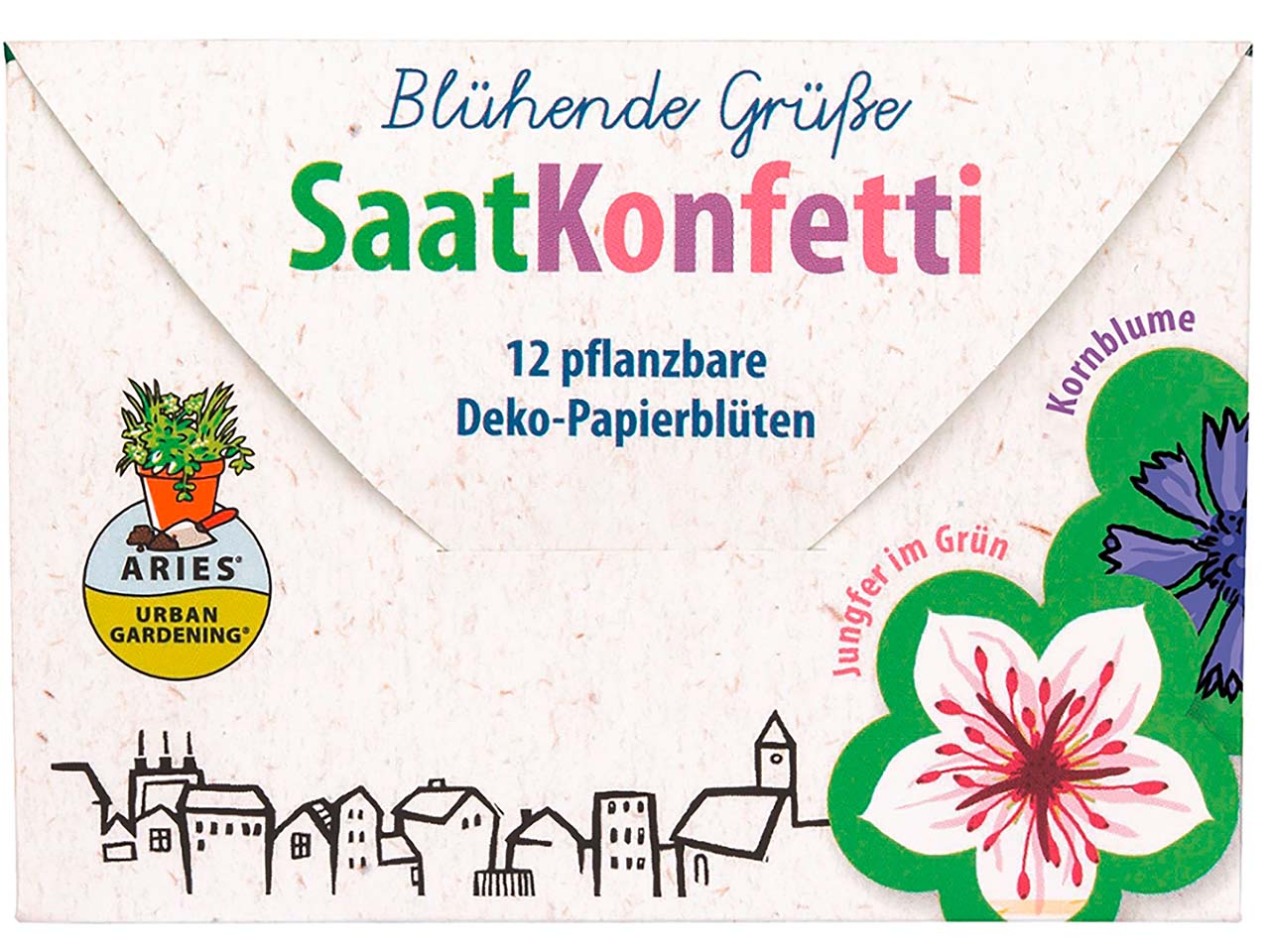 ARIES 12 Bio-Saatkonfettiblüten "Blühende Grüße"