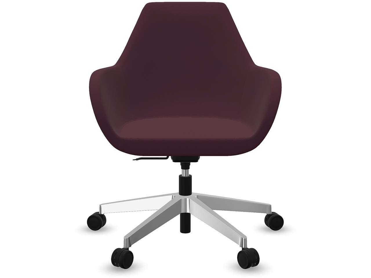 Profim Bürodrehstuhl "FAN" mit Wippmechanik und Fußkreuz, silber, Stoff: bordeaux