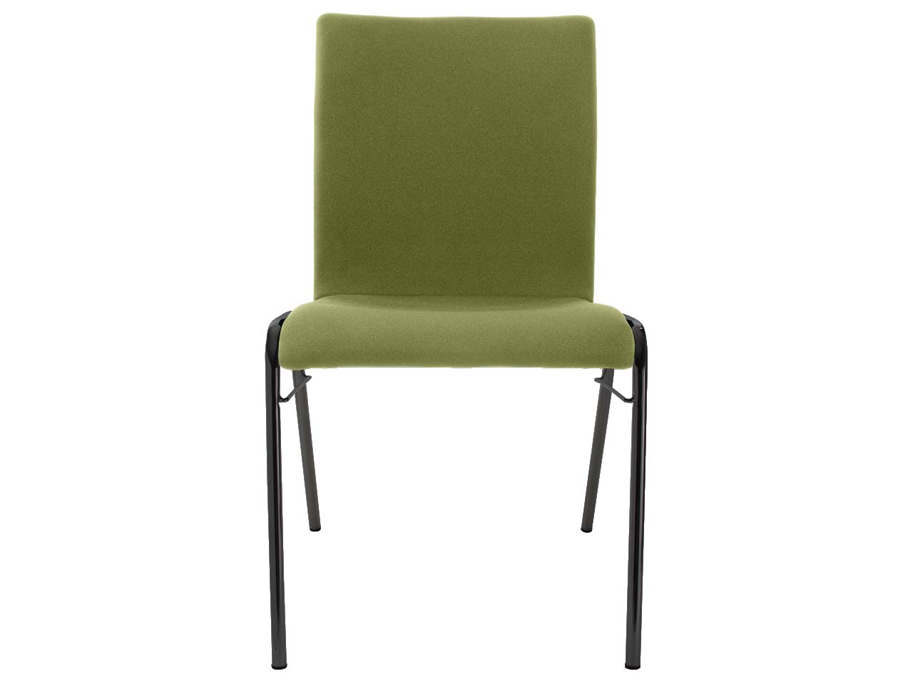 Besucherstuhl 'A45' Buche, Gestell schwarz, Steg, Vollpolster hellgrün