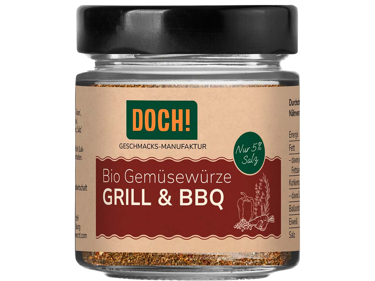 DOCH! Bio-Gewürzmischung Gemüsewürze "GRILL&BBQ" Glas, 60 g