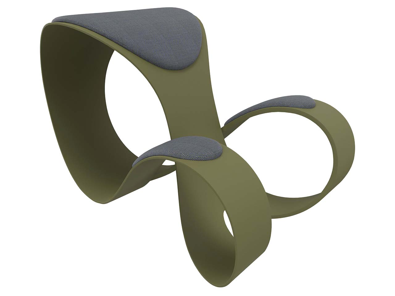 Quadrifoglio Kniehocker "Moon" Gestell grün, Bezug blau