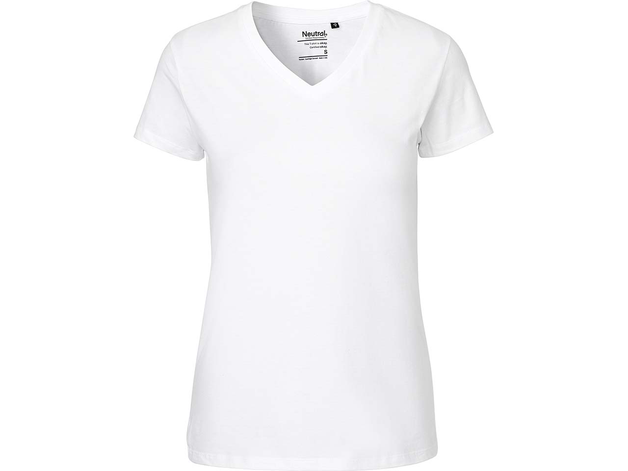 Neutral Bio-Damen-T-Shirt mit V-Ausschnitt, white, Gr. M