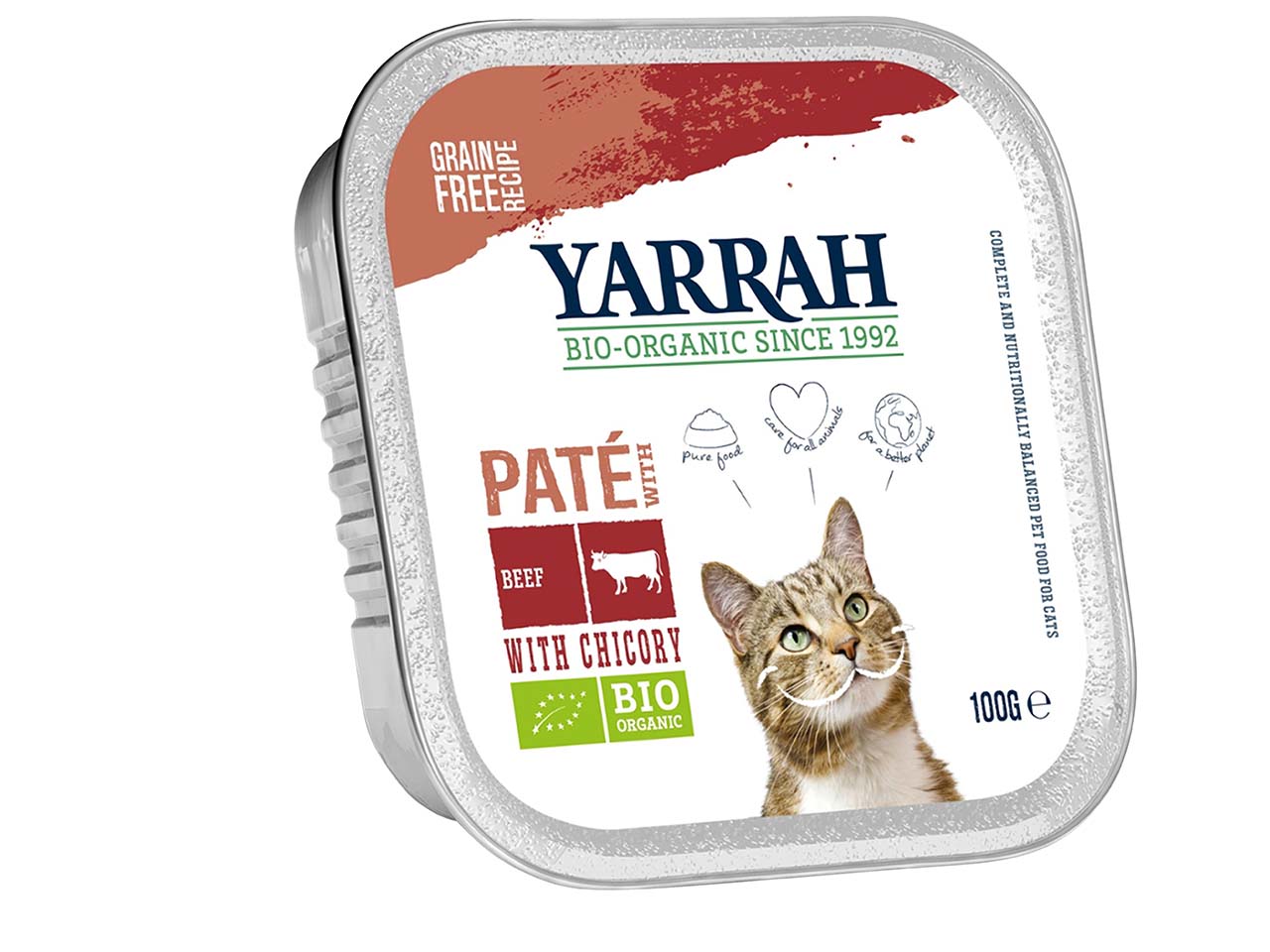 YARRAH Bio-Katzen-Nassfutter, Rind, getreidefrei, 100 g
