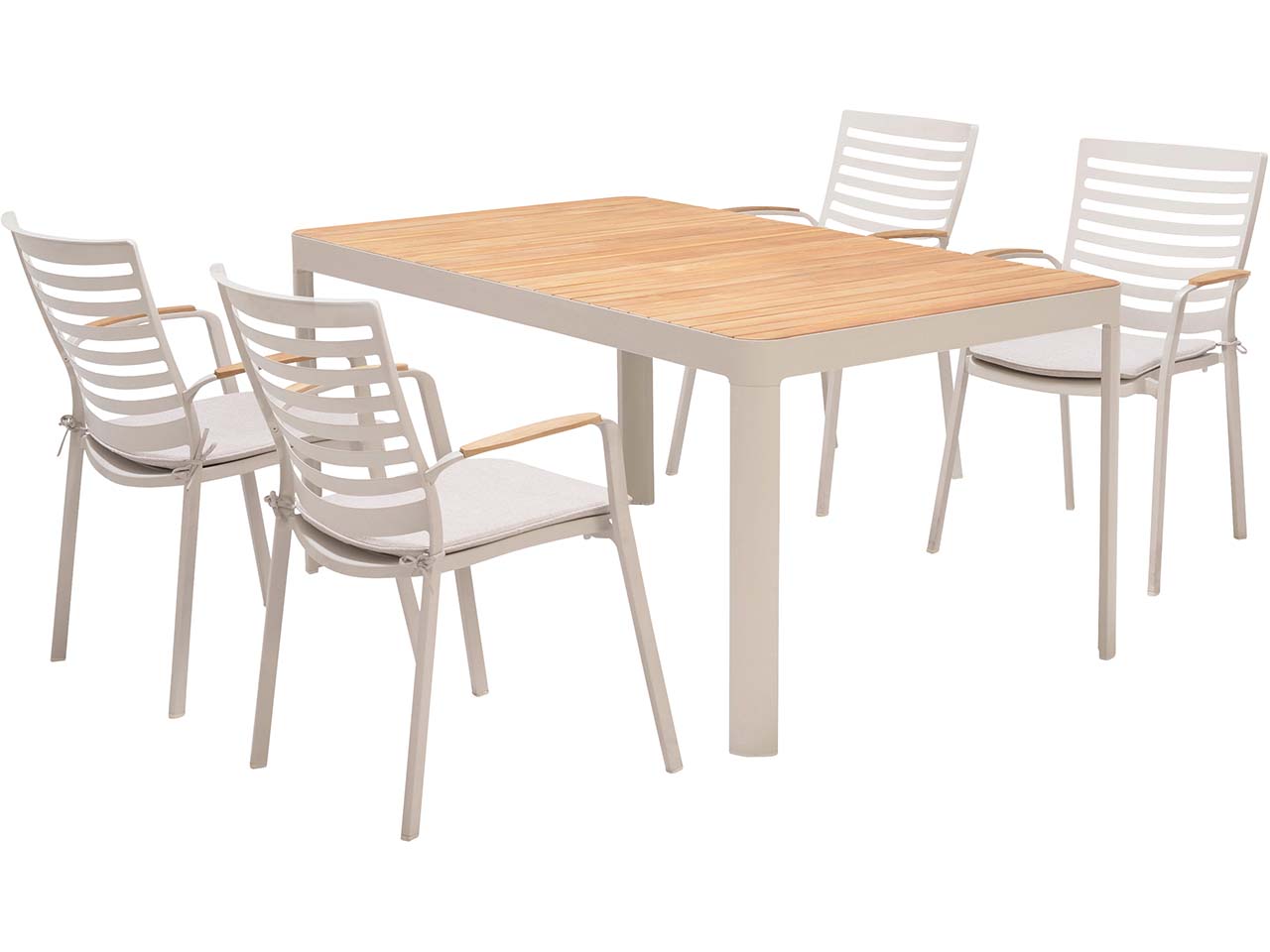 Gartenmöbel-Set "Portals" 4 Stühle, 1 Tisch 161 x 95, ecru