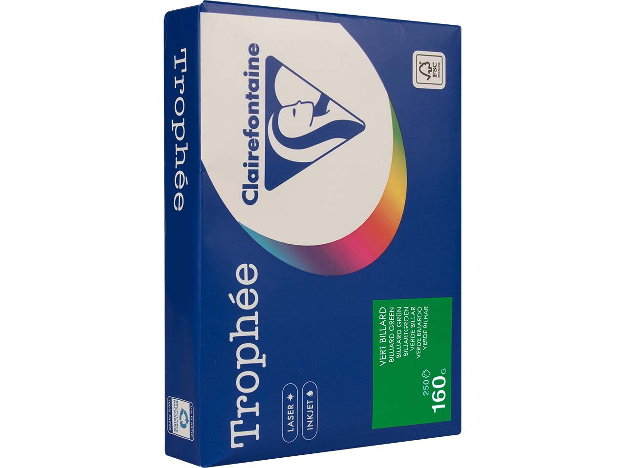 Clairfontaine Farbiges Kopierpapier "Trophee" 160 g/m², DIN A4, billiardgrün