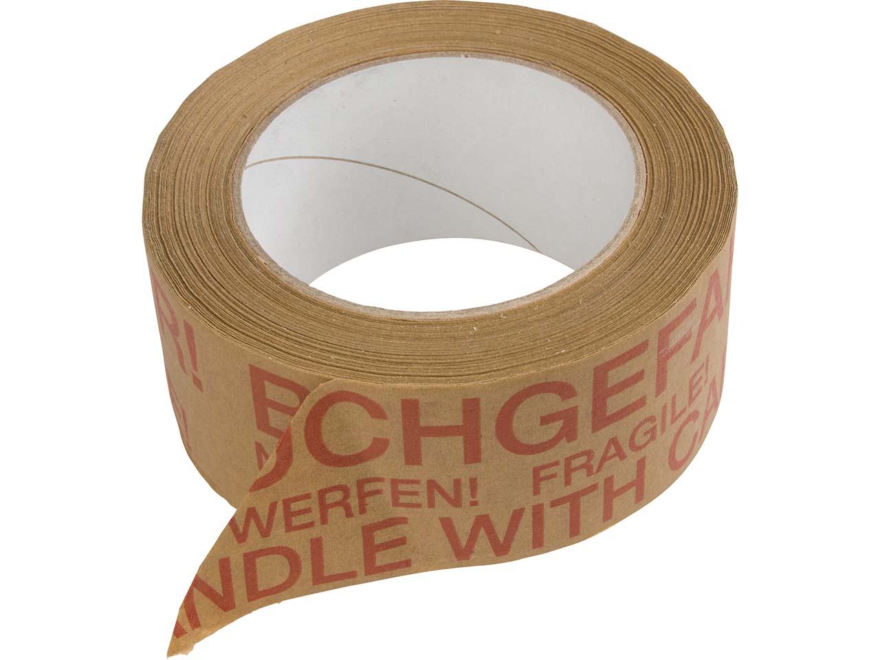 Kraftpapier-Packband mit Aufdruck "Bruchgefahr", 50 mm x 50 m, rot auf braun