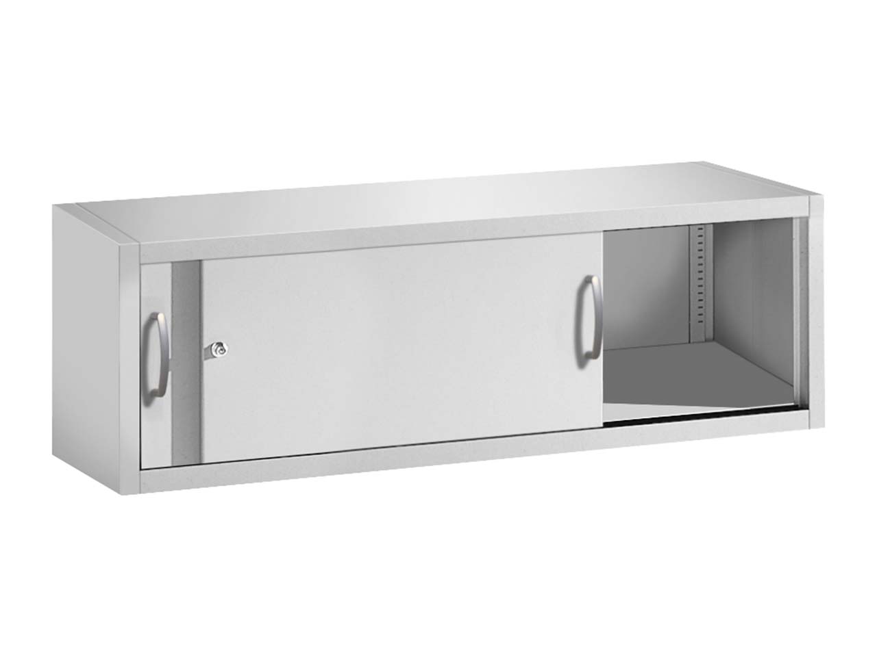 Aufsatzschrank für Schiebetürenschränke aus Stahl 160 cm breit lichtgrau  T 50  H 50