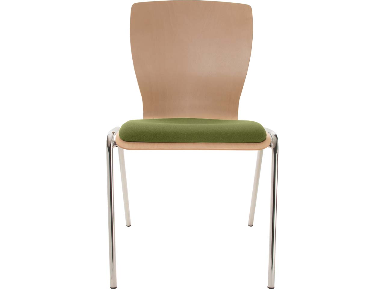 Besucherstuhl "A29" Buche, Gestell verchromt, Sitzpolster hellgrün