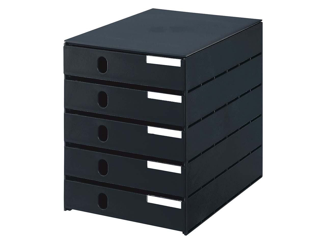 Styroval pro Box mit 5 Schubladen geschlossen,  oeko-schwarz