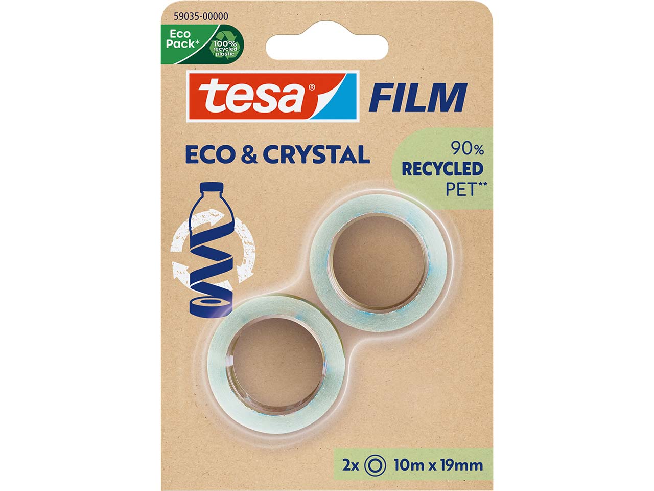 tesa Klebeband "tesafilm ECO & CRYSTAL", 19 mm x 10 m, 2 Rollen im Blister