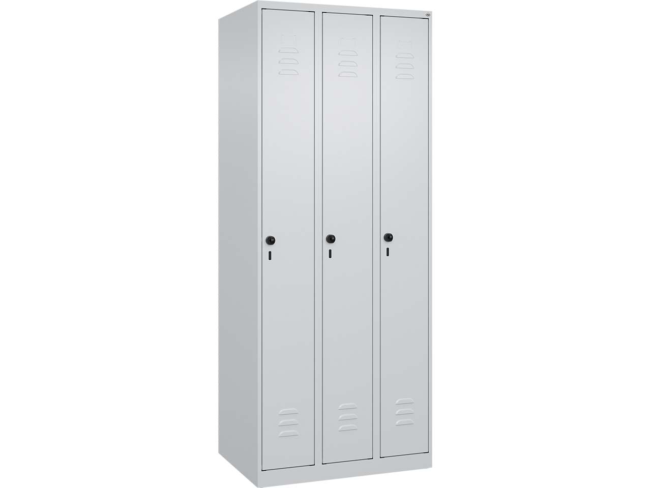 C+P Spind Classic PLUS, 3 Abteile, 1850x750x500mm, Lichtgrau/Lichtgrau
