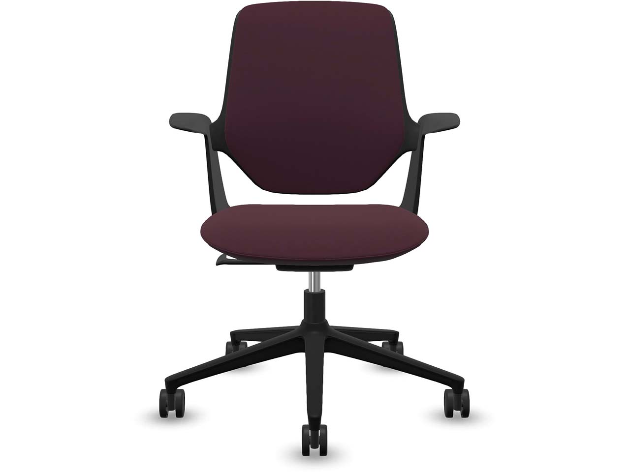 Profim Bürodrehstuhl „TRILLO PRO“ mit Armlehnen, schwarz, Stoff: bordeaux