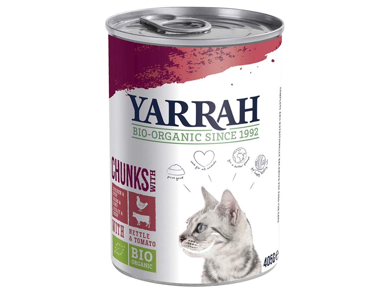 YARRAH Bio-Katzen-Nassfutter, Huhn & Rind, 405 g