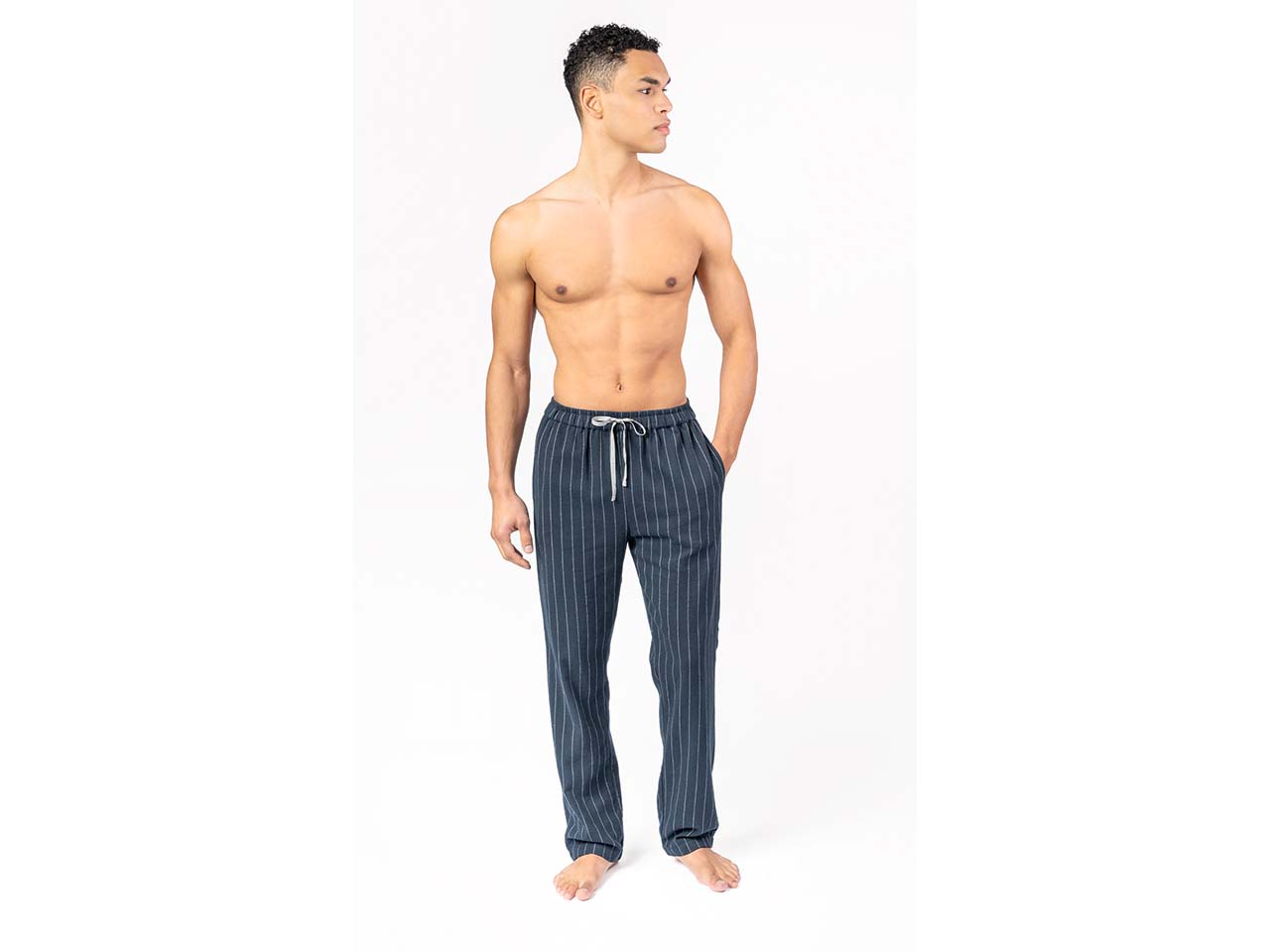 Living Crafts Bio-Herren-Schlafhose 'SALIM', navy/pin stripe, Gr. 46