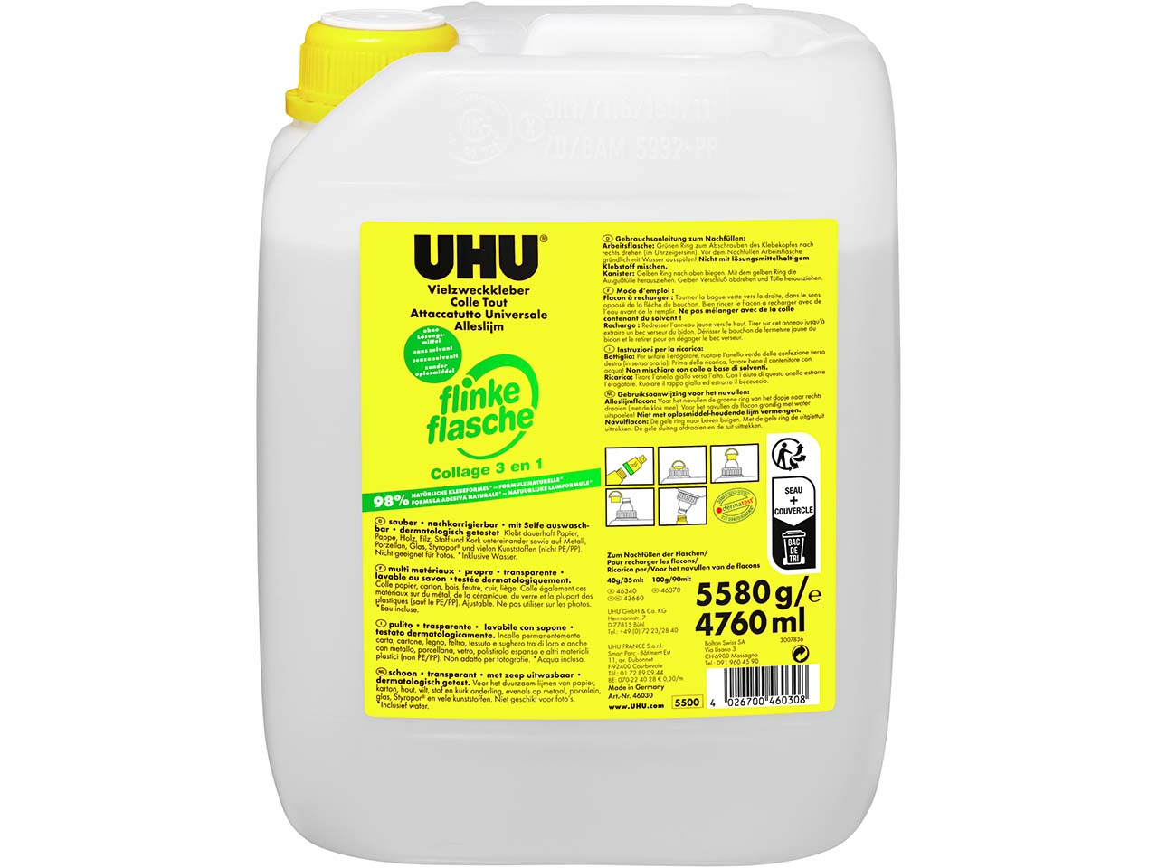 UHU Nachfüllkanister Vielzweckkleber "flinke flasche" 5,58 kg