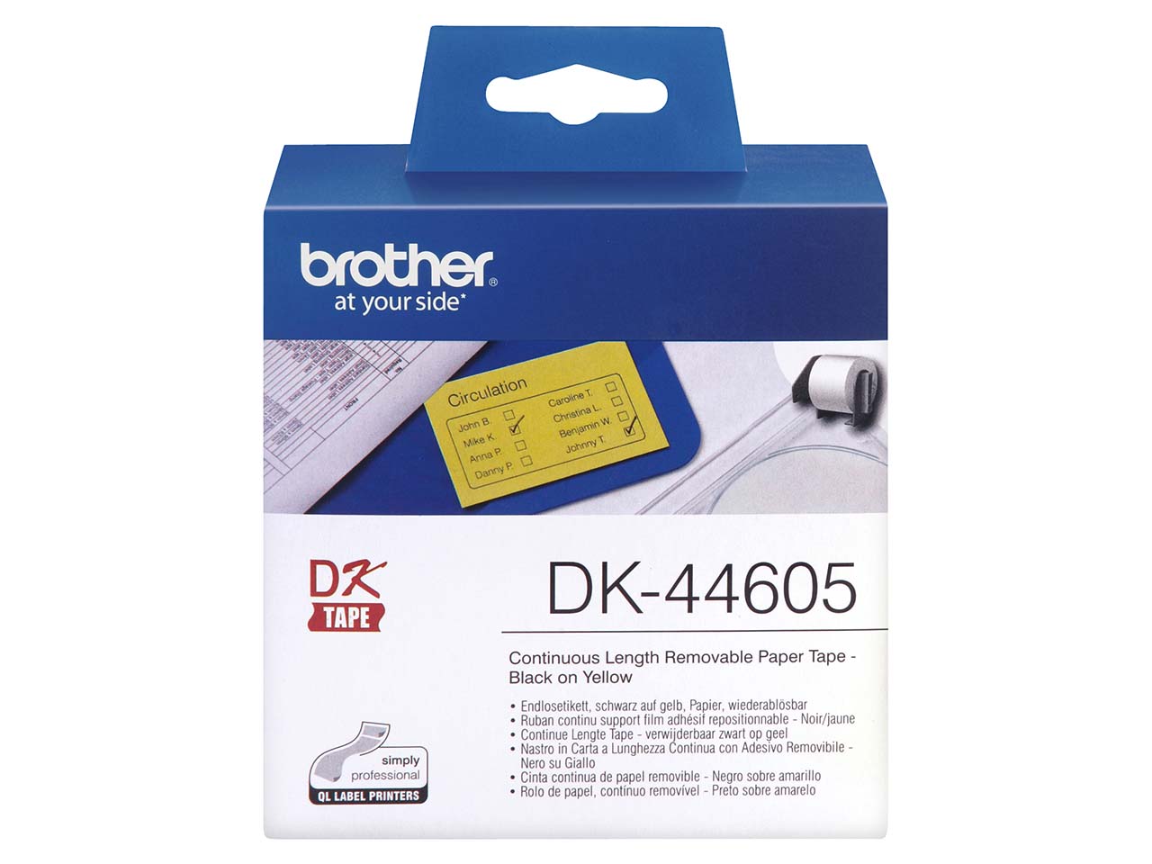 Brother Endlosetiketten "DK-44605" gelb 62 mm x 30,48 m