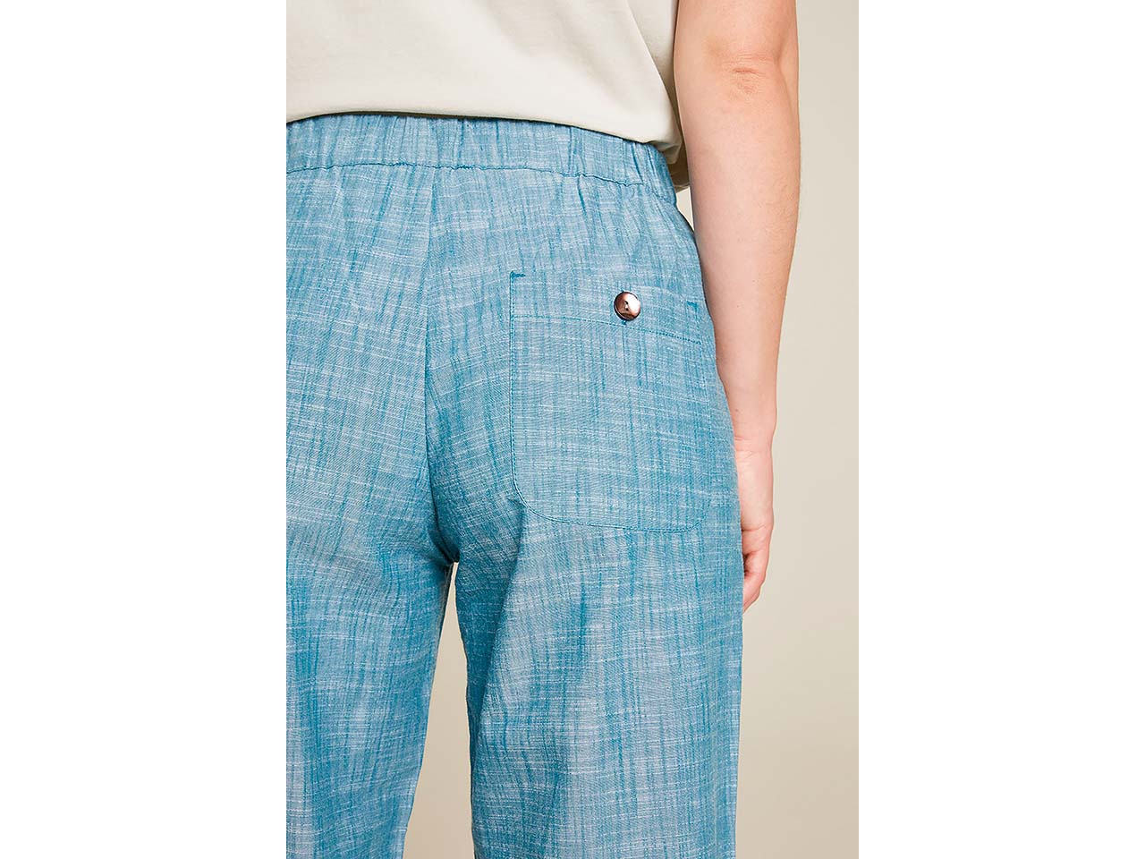 tranquillo Bio-Damen-Hose im Jogger-Style in Leinenoptik, teal, Gr. 36
