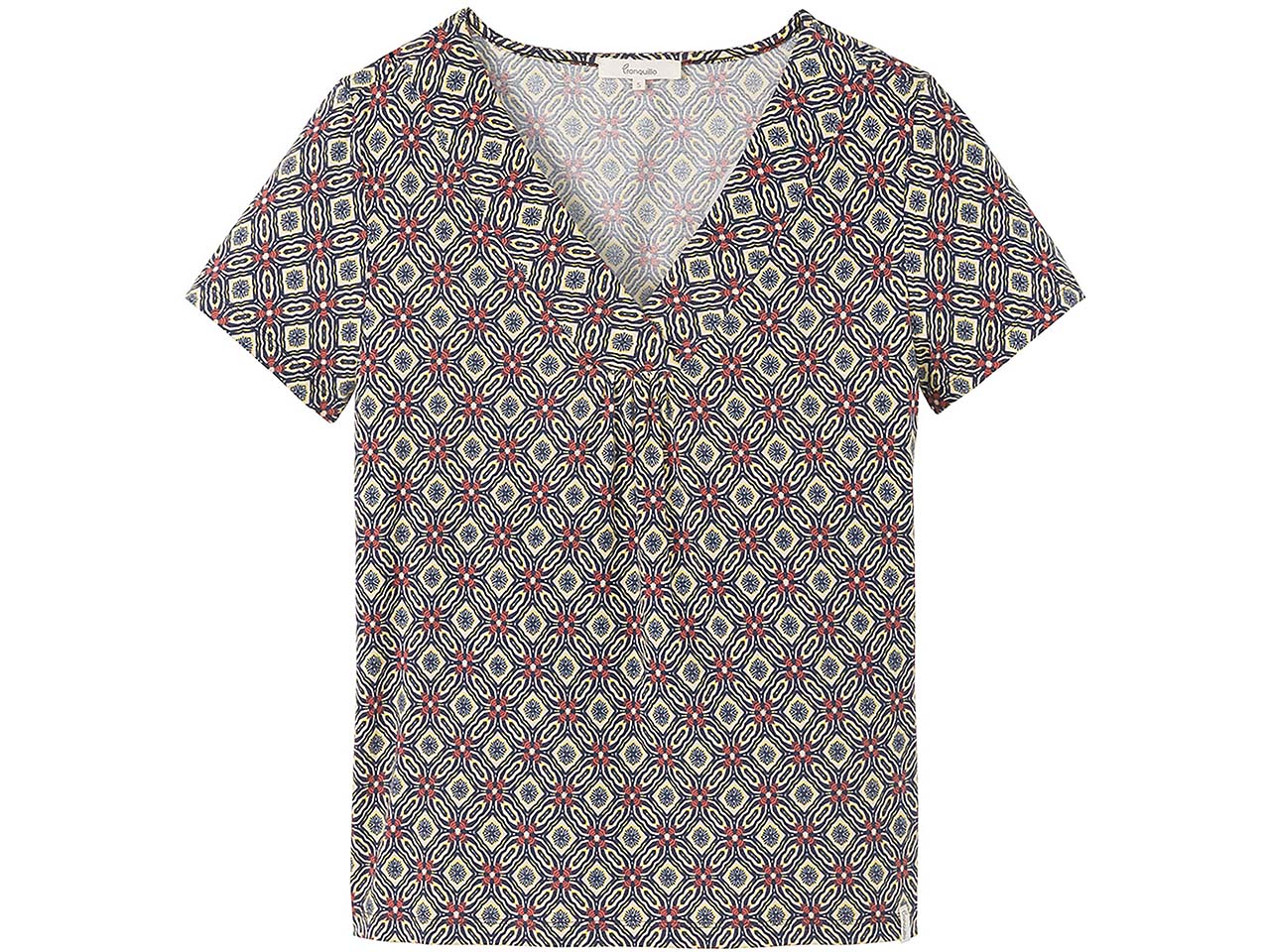 tranquillo Bio-Damen-T-Shirt mit abgesetztem V-Ausschnitt, kaleidoscope, Gr. S