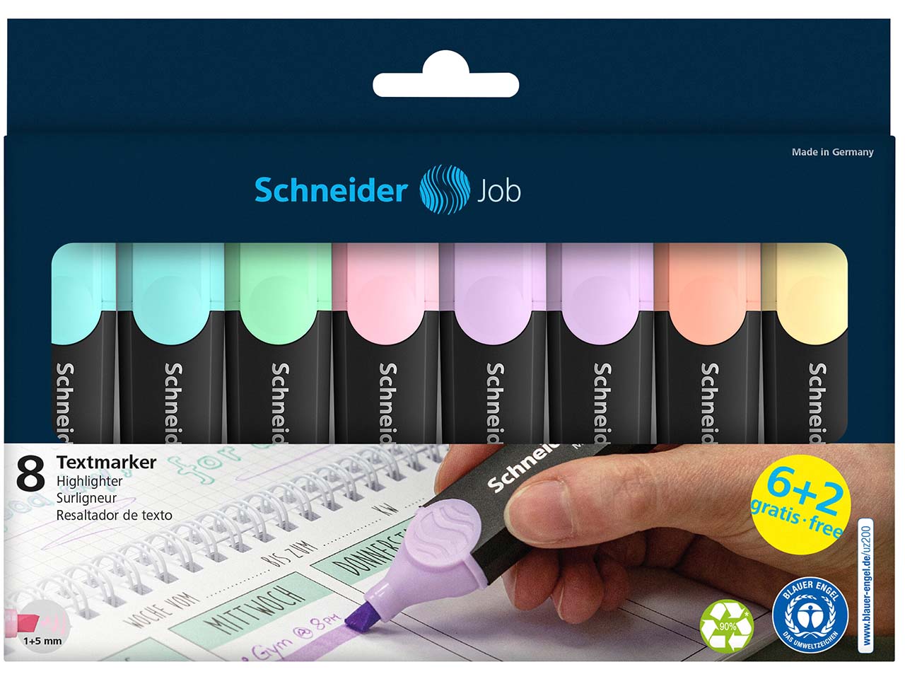 Schneider Textmarker "Job", pastell, 8 Stk.