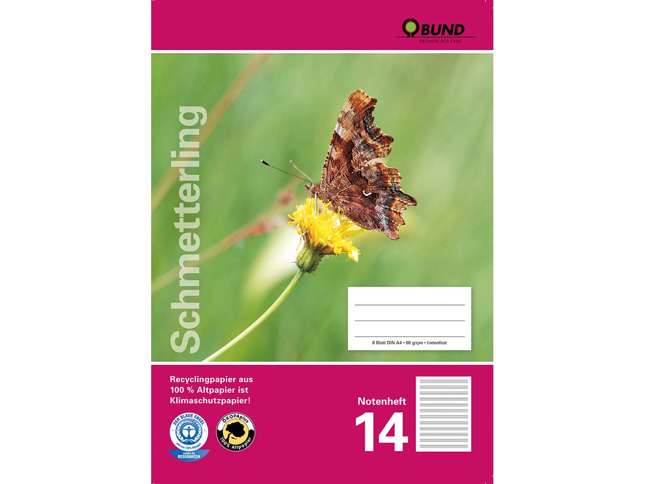 BUND Notenheft A4, Lineatur 14