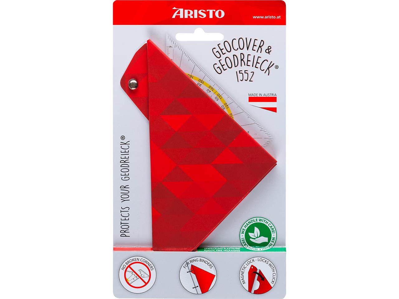 ARISTO Geocover rot, inkl. Geodreieck® 16 cm, Motiv Basic