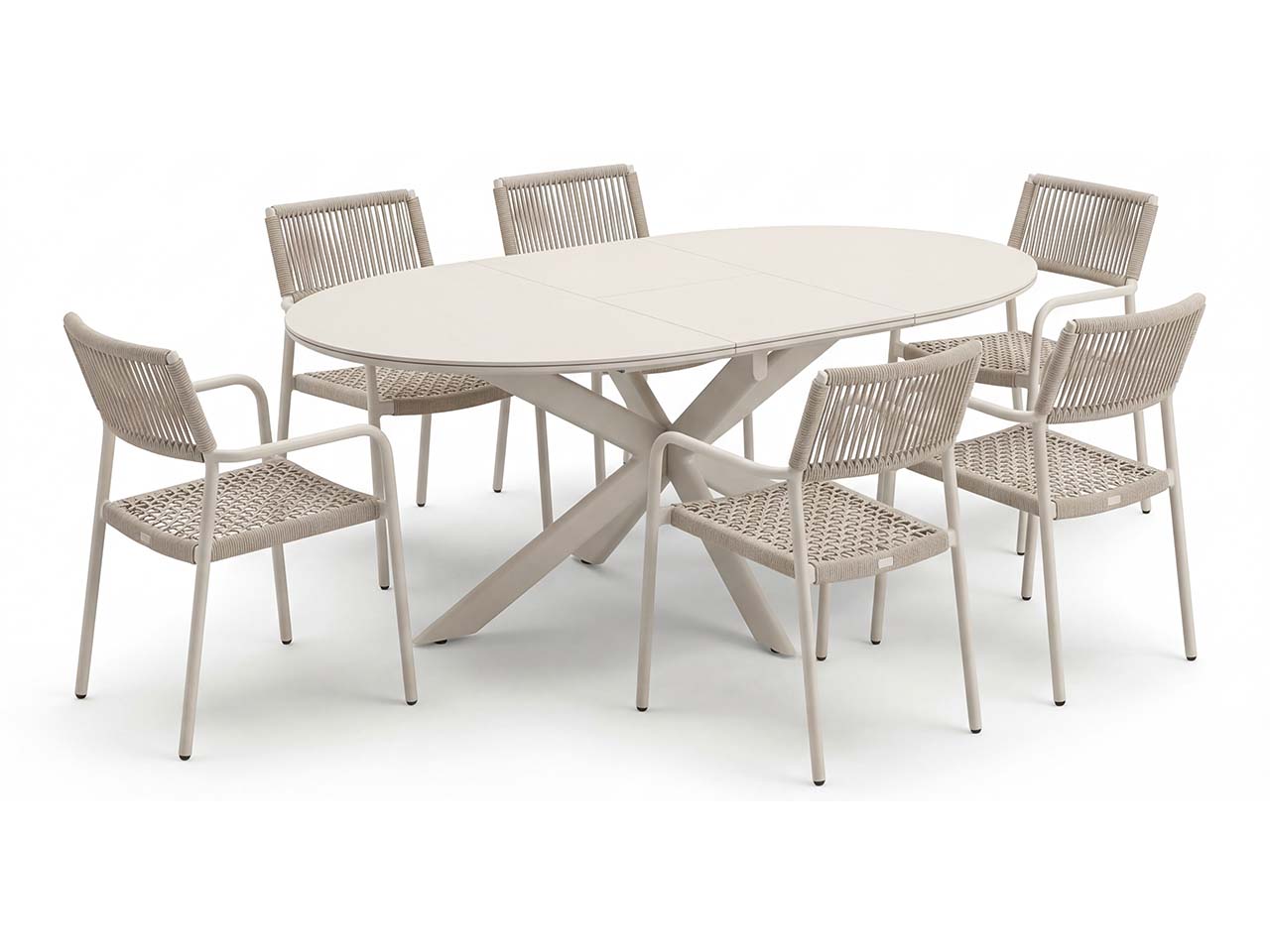 Gartenmöbel-Set "Fellow" 7-tlg. 1 Tisch 145/200 x 145 cm, 6 Sessel, sand