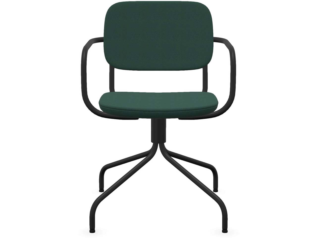 Profim Besucherstuhl "NORMO" mit drehbarem Sternfußgestell, schwarz, Stoff: grün